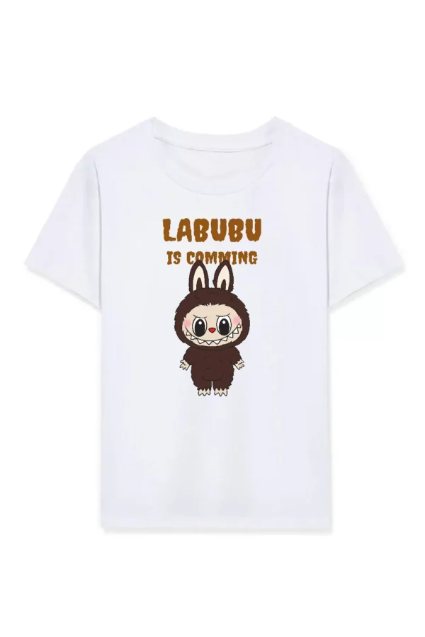Kız Labubu Çocuk Baskılı T-Shirt - Beyaz