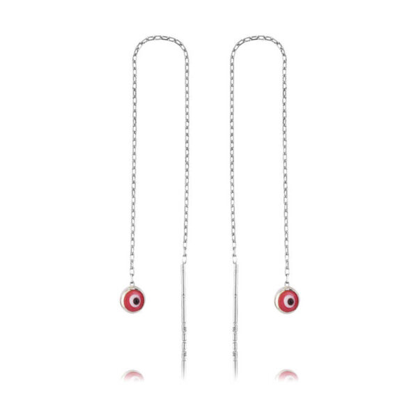 Gümüş Zincirli Pembe Nazar Küpe