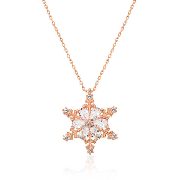 ​Gümüş Rose Kar Çiçeği Bayan Kolye