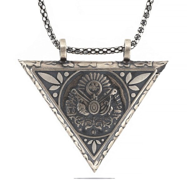 Gümüş Üçgen İçi Açılabilen Osmanlı Arma Muskalık Kolye