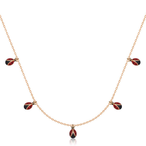 Gümüş Rose Uğur Böceği Şans Kadın Kolye