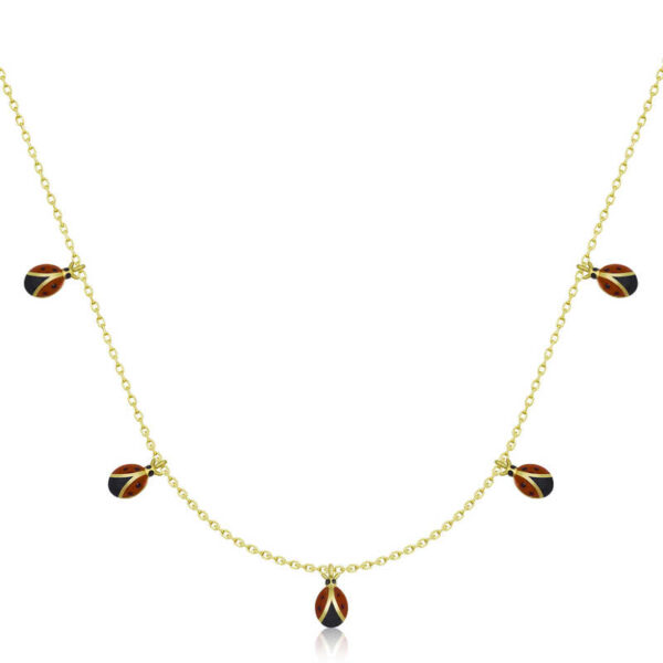 Gümüş Gold Uğur Böceği Şans Kadın Kolye