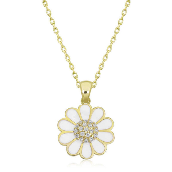 Gümüş Gold Papatya Kadın Kolye