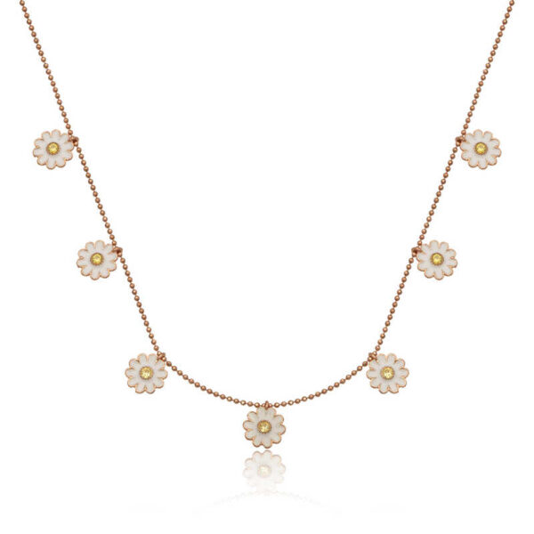 Gümüş Rose Papatya Şans Kadın Kolye