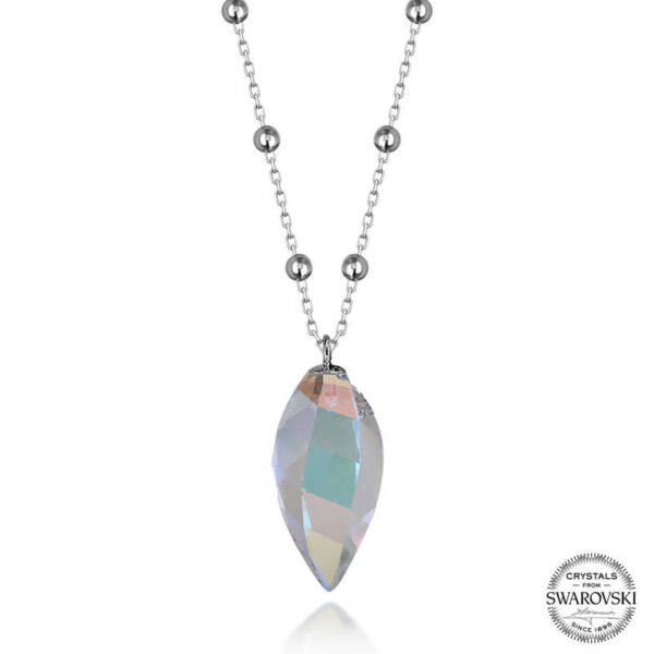 Crystal Taşlı Top Zincir Gümüş Kadın Kolye