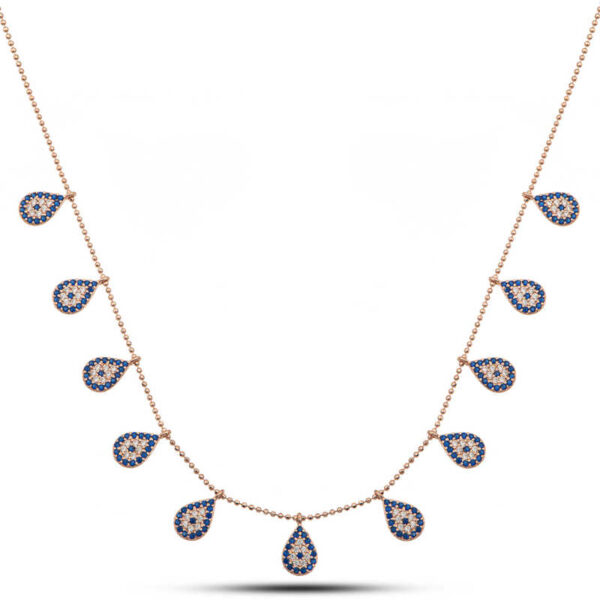 Gümüş Rose Damla Nazarlı Şans Kadın Kolye