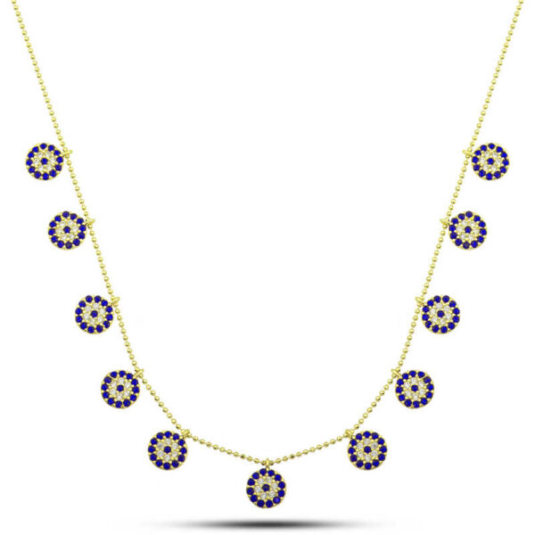 Gümüş Gold Nazarlı Şans Kadın Kolye