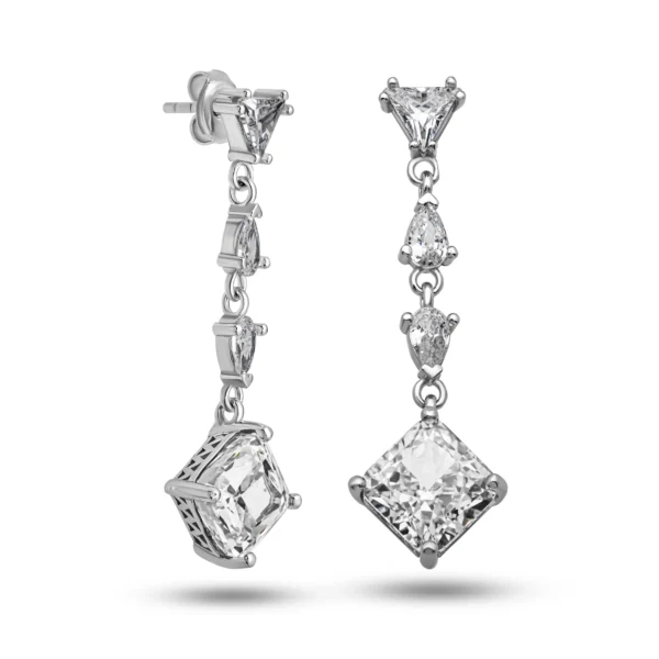 Gümüş Ice Cut Zirkon Taşlı Işıltılı Kadın Küpe